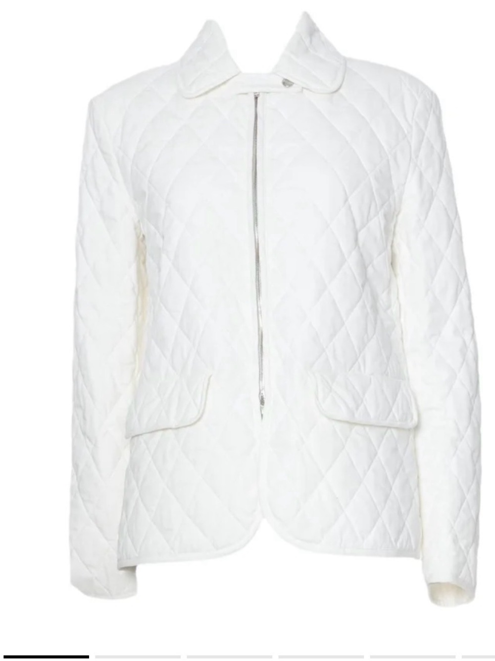 Another Tomorrow White Quilted Zip-Front Jacket